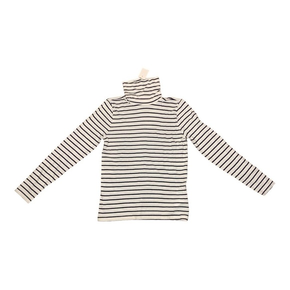 J. Crew Factory Printed Tissue Turtleneck in Navy & White Stripes- Size S - Picture 4 of 8